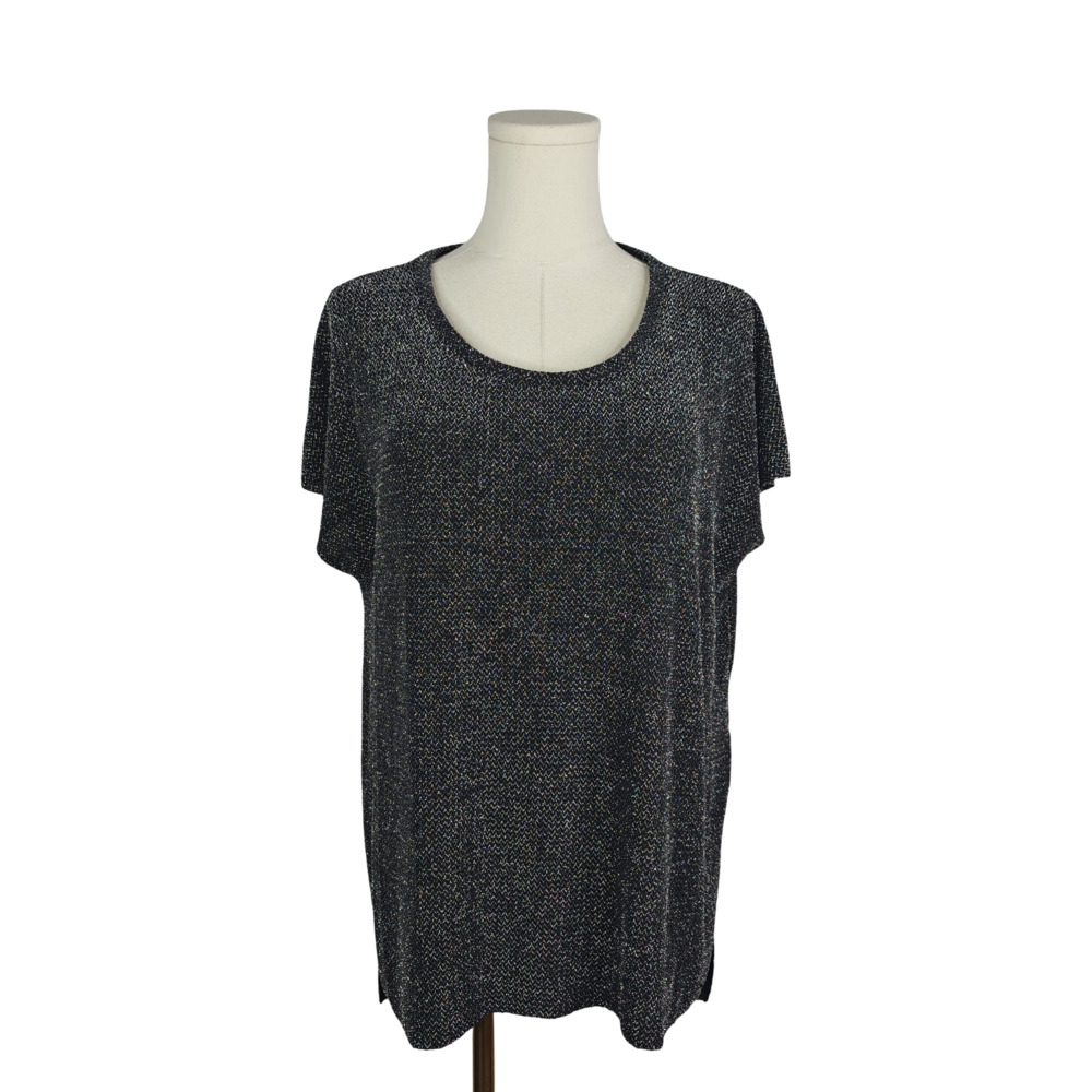 Zara Collection B Metallic Sparkle Short Sleeve Side Split Tunic Top Sz. L